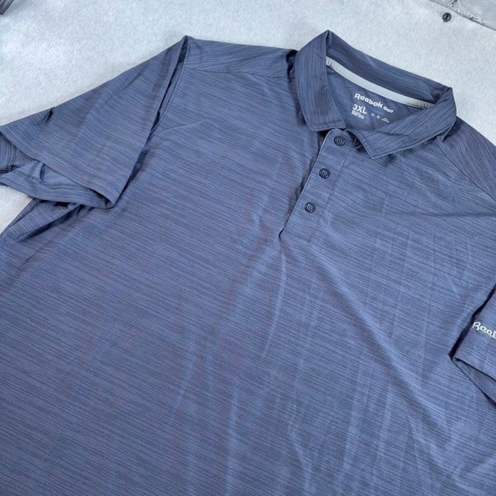 Reebok Golf Polo Mens 3XL Blue Heathered Short Sleeve Performance Shirt